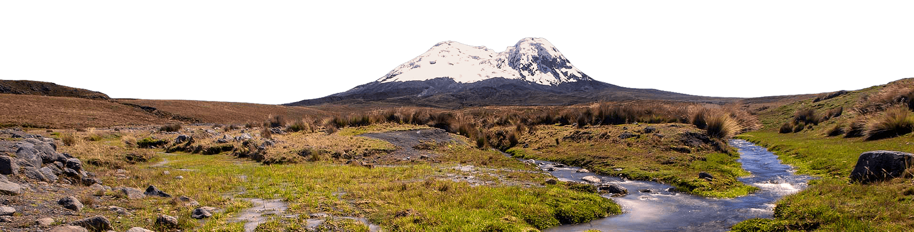 Paisaje del volcán Antisana en la Reserva Biológica Hemisferios