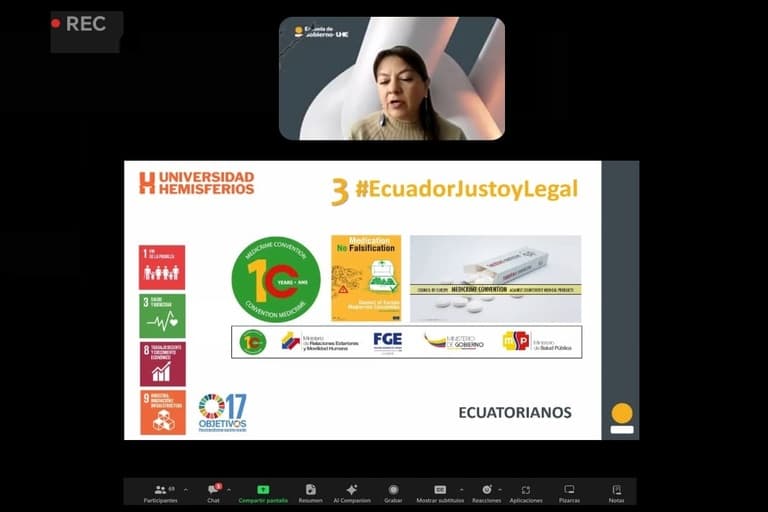 Decana de la UHE destaca en Conversatorio Internacional sobre Falsificación de Medicamentos