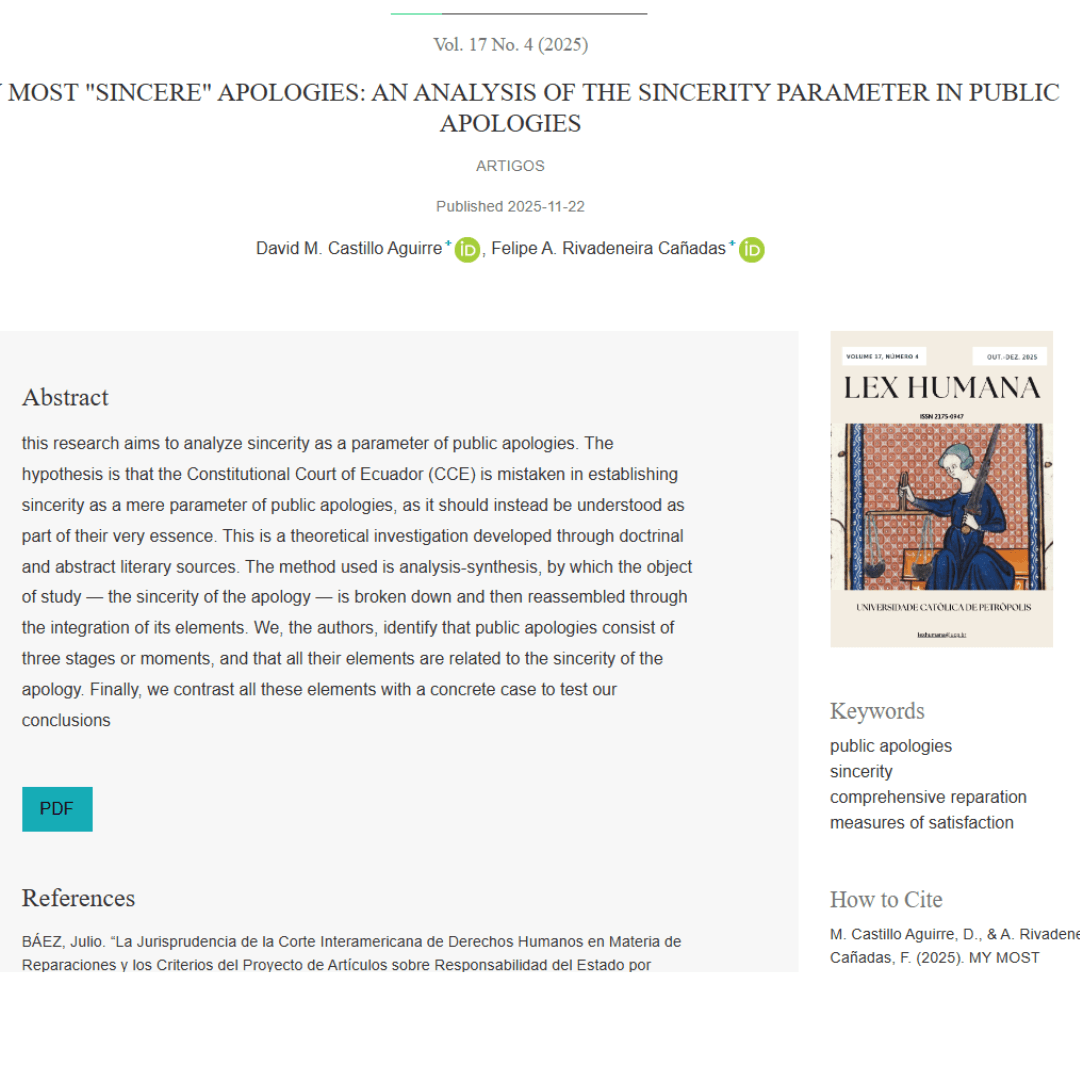 Investigación de la UHE es publicada en la revista internacional Lex Humana de la Universidade Católica de Petrópolis