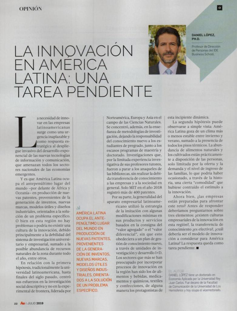 Entrevista a Daniel López Ph.D. por revista América Economía